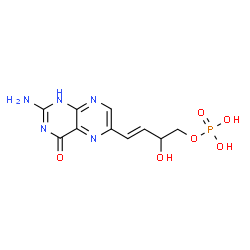 ChemSpider 2D Image | (3E)-4-(2-Amino-4-oxo-1,4-dihydro-6-pteridinyl)-2-hydroxy-3-buten-1-yl dihydrogen phosphate | C10H12N5O6P