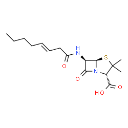 ChemSpider 2D Image | (2S,5R,6R)-3,3-Dimethyl-6-[(3E)-3-octenoylamino]-7-oxo-4-thia-1-azabicyclo[3.2.0]heptane-2-carboxylic acid | C16H24N2O4S