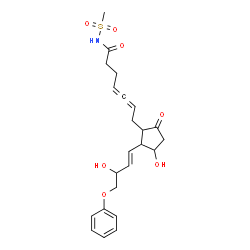 ChemSpider 2D Image | 7-{3-Hydroxy-2-[(1E)-3-hydroxy-4-phenoxy-1-buten-1-yl]-5-oxocyclopentyl}-N-(methylsulfonyl)-4,5-heptadienamide | C23H29NO7S