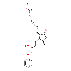 ChemSpider 2D Image | Methyl 7-{(1R,2R,3R)-2-[(1E,3R)-3-hydroxy-4-phenoxy-1-buten-1-yl]-3-methyl-5-oxocyclopentyl}-4,5-heptadienoate | C24H30O5