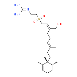 ChemSpider 2D Image | 2-[2-({(2E,6E)-3-(Hydroxymethyl)-7-methyl-9-[(1R,6R)-1,2,6-trimethyl-2-cyclohexen-1-yl]-2,6-nonadien-1-yl}sulfonyl)ethyl]guanidine | C23H41N3O3S