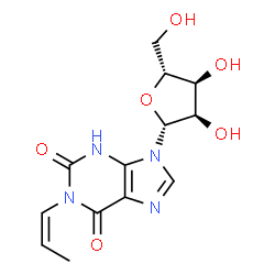ChemSpider 2D Image | 1-[(1Z)-1-Propen-1-yl]-2,3-dihydroxanthosine | C13H16N4O6