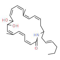 ChemSpider 2D Image | (17Z)-20-[(2E)-2-Hexen-1-yl]-9,10-dihydroxy-7,15-dimethylazacycloicosa-3,5,7,11,13,15,17-heptaen-2-one | C27H37NO3
