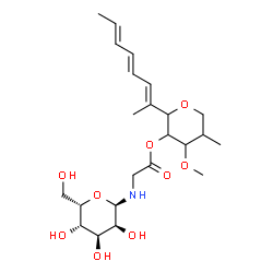 ChemSpider 2D Image | 4-Methoxy-5-methyl-2-[(2E,4E,6E)-2,4,6-octatrien-2-yl]tetrahydro-2H-pyran-3-yl {[(2R,3S,4S,5S,6S)-3,4,5-trihydroxy-6-(hydroxymethyl)tetrahydro-2H-pyran-2-yl]amino}acetate | C23H37NO9