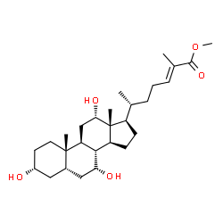 ChemSpider 2D Image | Methyl (3alpha,5beta,7alpha,12alpha,24E)-3,7,12-trihydroxycholest-24-en-26-oate | C28H46O5