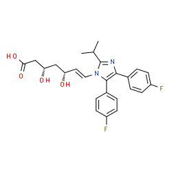 ChemSpider 2D Image | (3S,5R,6E)-7-[4,5-Bis(4-fluorophenyl)-2-isopropyl-1H-imidazol-1-yl]-3,5-dihydroxy-6-heptenoic acid | C25H26F2N2O4