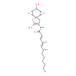 ChemSpider 2D Image | (2E,4E)-N-(5',6-Dihydroxy-3'H-spiro[4,8-dioxatricyclo[5.1.0.0~3,5~]octane-2,2'-furan]-4'-yl)-4,6-dimethyl-2,4-dodecadienamide | C23H33NO6