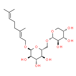 ChemSpider 2D Image | (2E)-3,7-Dimethyl-2,6-octadien-1-yl 6-O-alpha-L-arabinopyranosyl-alpha-D-glucopyranoside | C21H36O10