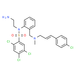 ChemSpider 2D Image | N-(2-Aminoethyl)-2,4,5-trichloro-N-[2-({[(2E)-3-(4-chlorophenyl)-2-propen-1-yl](methyl)amino}methyl)phenyl]benzenesulfonamide | C25H25Cl4N3O2S