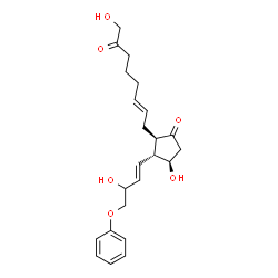 ChemSpider 2D Image | (2R,3R,4R)-4-Hydroxy-2-[(2E)-8-hydroxy-7-oxo-2-octen-1-yl]-3-[(1E)-3-hydroxy-4-phenoxy-1-buten-1-yl]cyclopentanone | C23H30O6
