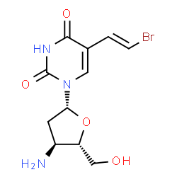 ChemSpider 2D Image | 3'-Amino-5-[(E)-2-bromovinyl]-2',3'-dideoxyuridine | C11H14BrN3O4