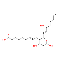 ChemSpider 2D Image | (7E)-9-{4,6-Dihydroxy-2-[(1E)-3-hydroxy-1-octen-1-yl]tetrahydro-2H-pyran-3-yl}-7-nonenoic acid | C22H38O6