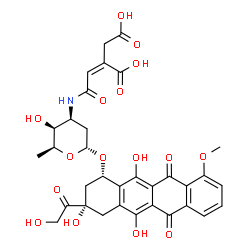 ChemSpider 2D Image | (1S,3S)-3-Glycoloyl-3,5,12-trihydroxy-10-methoxy-6,11-dioxo-1,2,3,4,6,11-hexahydro-1-tetracenyl 2,3,6-trideoxy-3-{[(2Z)-3,4-dicarboxy-2-butenoyl]amino}-alpha-L-lyxo-hexopyranoside | C33H33NO16