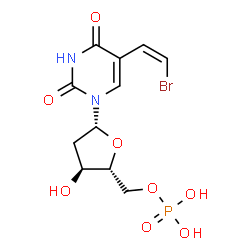 ChemSpider 2D Image | 5-[(Z)-2-Bromovinyl]-2'-deoxyuridine 5'-(dihydrogen phosphate) | C11H14BrN2O8P