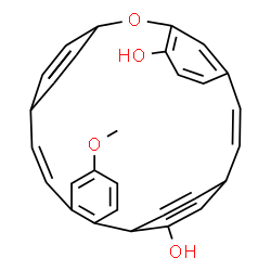 ChemSpider 2D Image | (8Z,20Z)-5-Methoxy-14-oxapentacyclo[20.2.2.2~10,13~.1~15,19~.0~2,7~]nonacosa-2,4,6,8,11,15(27),16,18,20,23,25,28-dodecaene-16,24-diol | C29H26O4