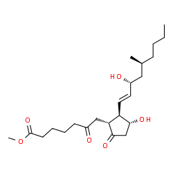 ChemSpider 2D Image | Prost-13-en-1-oic acid, 11,15-dihydroxy-17,20-dimethyl-6,9-dioxo-, methyl ester, (11alpha,13E,15R,17S)- | C23H38O6