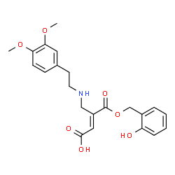 ChemSpider 2D Image | (2E)-3-({[2-(3,4-Dimethoxyphenyl)ethyl]amino}methyl)-4-[(2-hydroxybenzyl)oxy]-4-oxo-2-butenoic acid | C22H25NO7