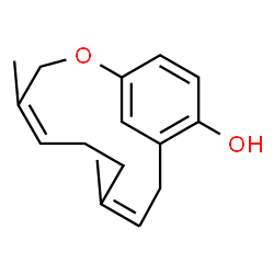 ChemSpider 2D Image | 4,8-Dimethyl-2-oxabicyclo[9.3.1]pentadeca-1(15),4,8,11,13-pentaen-12-ol | C16H20O2