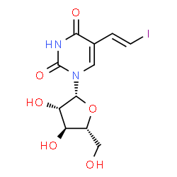 ChemSpider 2D Image | 1-(beta-D-Arabinofuranosyl)-5-[(E)-2-iodovinyl]-2,4(1H,3H)-pyrimidinedione | C11H13IN2O6