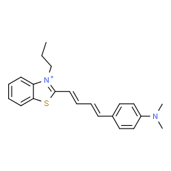 ChemSpider 2D Image | 2-{(1E,3E)-4-[4-(Dimethylamino)phenyl]-1,3-butadien-1-yl}-3-propyl-1,3-benzothiazol-3-ium | C22H25N2S
