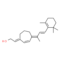 ChemSpider 2D Image | (2E)-2-{(4E)-4-[(3E)-4-(2,6,6-Trimethyl-1-cyclohexen-1-yl)-3-buten-2-ylidene]-2-cyclohepten-1-ylidene}ethanol | C22H32O