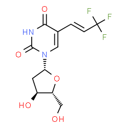 ChemSpider 2D Image | 2'-Deoxy-5-[(1E)-3,3,3-trifluoro-1-propen-1-yl]uridine | C12H13F3N2O5