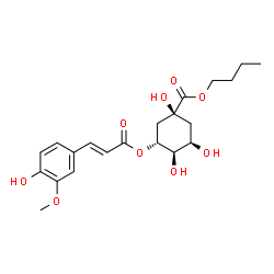 ChemSpider 2D Image | Butyl (1S,3R,4R,5R)-1,3,4-trihydroxy-5-{[(2E)-3-(4-hydroxy-3-methoxyphenyl)-2-propenoyl]oxy}cyclohexanecarboxylate | C21H28O9