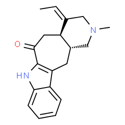 ChemSpider 2D Image | (7aR,8E,11aR)-8-Ethylidene-10-methyl-7,7a,8,9,10,11,11a,12-octahydropyrido[3',4':4,5]cyclohepta[1,2-b]indol-6(5H)-one | C19H22N2O