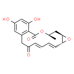 ChemSpider 2D Image | (1aR,2E,4E,14R,15aR)-9,11-Dihydroxy-14-methyl-1a,14,15,15a-tetrahydro-6H-oxireno[e][2]benzoxacyclotetradecine-6,12(7H)-dione | C18H18O6