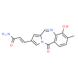 ChemSpider 2D Image | (2E)-3-(9-Hydroxy-8-methyl-5-oxo-5H-pyrrolo[2,1-c][1,4]benzodiazepin-2-yl)acrylamide | C16H13N3O3