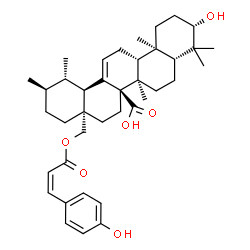 ChemSpider 2D Image | (3beta)-3-Hydroxy-28-{[(2Z)-3-(4-hydroxyphenyl)-2-propenoyl]oxy}urs-12-en-27-oic acid | C39H54O6