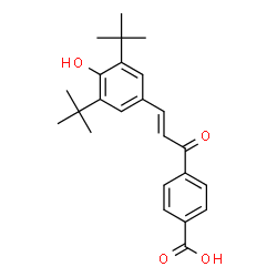 ChemSpider 2D Image | 4-{(2E)-3-[4-Hydroxy-3,5-bis(2-methyl-2-propanyl)phenyl]-2-propenoyl}benzoic acid | C24H28O4