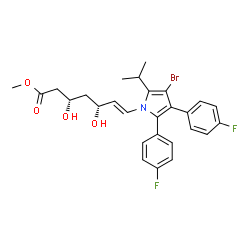 ChemSpider 2D Image | Methyl (3S,5R,6E)-7-[3-bromo-4,5-bis(4-fluorophenyl)-2-isopropyl-1H-pyrrol-1-yl]-3,5-dihydroxy-6-heptenoate | C27H28BrF2NO4