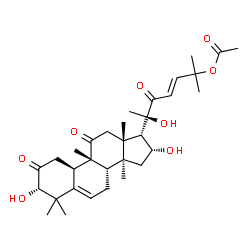 ChemSpider 2D Image | (1S,4R,9beta,16alpha,17alpha,23E)-1,16,20-Trihydroxy-9,10,14-trimethyl-2,11,22-trioxo-4,9-cyclo-9,10-secocholesta-5,23-dien-25-yl acetate | C32H46O8