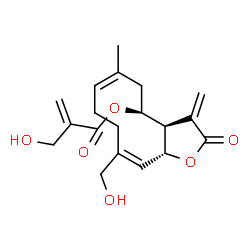 ChemSpider 2D Image | (3aR,4S,6Z,10E,11aR)-10-(Hydroxymethyl)-6-methyl-3-methylene-2-oxo-2,3,3a,4,5,8,9,11a-octahydrocyclodeca[b]furan-4-yl 2-(hydroxymethyl)acrylate | C19H24O6