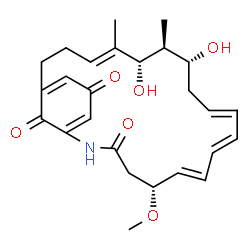 ChemSpider 2D Image | (5R,6E,8E,10E,13R,14S,15S,16E)-13,15-Dihydroxy-5-methoxy-14,16-dimethyl-2-azabicyclo[18.3.1]tetracosa-1(23),6,8,10,16,20-hexaene-3,22,24-trione | C26H33NO6