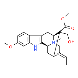 ChemSpider 2D Image | (19E)-17-Hydroxy-11-methoxy-16-(methoxycarbonyl)-4-methylsarpagan-4-ium | C23H29N2O4