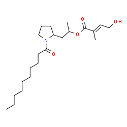 ChemSpider 2D Image | 1-(1-Decanoyl-2-pyrrolidinyl)-2-propanyl (2E)-4-hydroxy-2-methyl-2-butenoate | C22H39NO4