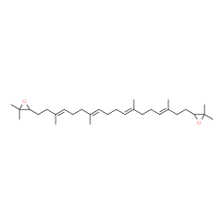 ChemSpider 2D Image | 2,2'-[(3E,7E,11E,15E)-3,7,12,16-Tetramethyl-3,7,11,15-octadecatetraene-1,18-diyl]bis(3,3-dimethyloxirane) | C30H50O2