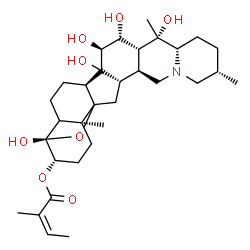 ChemSpider 2D Image | (3beta,4beta,5xi,9xi,14xi,15alpha,16beta)-4,14,15,16,20-Pentahydroxy-4,9-epoxycevan-3-yl (2Z)-2-methyl-2-butenoate | C32H49NO8