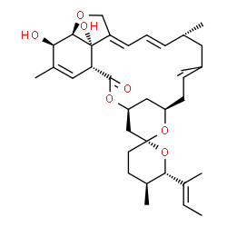 ChemSpider 2D Image | (1'R,2R,4'S,5S,6S,8'R,13'R,20'R,21'R,24'S)-6-[(2E)-2-Buten-2-yl]-21',24'-dihydroxy-5,11',13',22'-tetramethyl-3,4,5,6-tetrahydro-2'H-spiro[pyran-2,6'-[3,7,19]trioxatetracyclo[15.6.1.1~4,8~.0~20,24~]pen
tacosa[10,14,16,22]tetraen]-2'-one | C34H48O7
