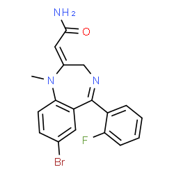 ChemSpider 2D Image | (2E)-2-[7-Bromo-5-(2-fluorophenyl)-1-methyl-1,3-dihydro-2H-1,4-benzodiazepin-2-ylidene]acetamide | C18H15BrFN3O