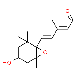 ChemSpider 2D Image | (2E,4E)-5-(4-Hydroxy-2,2,6-trimethyl-7-oxabicyclo[4.1.0]hept-1-yl)-3-methyl-2,4-pentadienal | C15H22O3