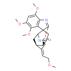 ChemSpider 2D Image | (12S,13S,16Z,17S)-3,4,6-Trimethoxy-16-(2-methoxyethylidene)-10-oxa-8,14-diazahexacyclo[11.6.1.0~1,9~.0~2,7~.0~12,17~.0~14,19~]icosa-2,4,6,8-tetraene | C23H28N2O5