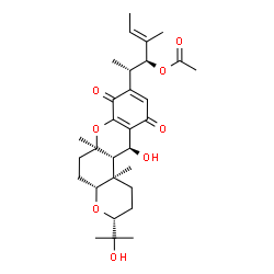 ChemSpider 2D Image | (2S,3S,4E)-2-[(3R,4aR,6aR,12S,12aS,12bR)-12-Hydroxy-3-(2-hydroxy-2-propanyl)-6a,12b-dimethyl-8,11-dioxo-1,2,3,4a,5,6,6a,8,11,12,12a,12b-dodecahydropyrano[3,2-a]xanthen-9-yl]-4-methyl-4-hexen-3-yl acet
ate | C30H42O8
