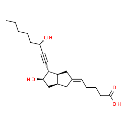 ChemSpider 2D Image | (5E)-5-[(3aS,4S,5R,6aS)-5-Hydroxy-4-[(3S)-3-hydroxy-1-octyn-1-yl]hexahydro-2(1H)-pentalenylidene]pentanoic acid | C21H32O4