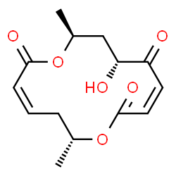 ChemSpider 2D Image | (3Z,6R,9Z,12R,14S)-12-Hydroxy-6,14-dimethyl-1,7-dioxacyclotetradeca-3,9-diene-2,8,11-trione | C14H18O6