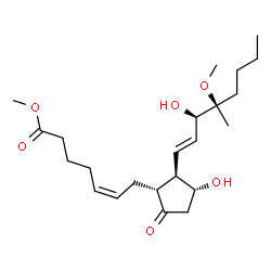 ChemSpider 2D Image | Methyl (5Z,11alpha,13E,15R,16R)-11,15-dihydroxy-16-methoxy-16-methyl-9-oxoprosta-5,13-dien-1-oate | C23H38O6