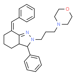 ChemSpider 2D Image | (7Z)-7-Benzylidene-2-[3-(4-morpholinyl)propyl]-3-phenyl-3,3a,4,5,6,7-hexahydro-2H-indazole | C27H33N3O
