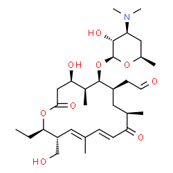ChemSpider 2D Image | (4R,5S,6S,7R,9R,11E,13E,15R,16R)-16-Ethyl-4-hydroxy-15-(hydroxymethyl)-5,9,13-trimethyl-2,10-dioxo-7-(2-oxoethyl)oxacyclohexadeca-11,13-dien-6-yl 3,4,6-trideoxy-3-(dimethylamino)-beta-D-xylo-hexopyran
oside | C31H51NO9